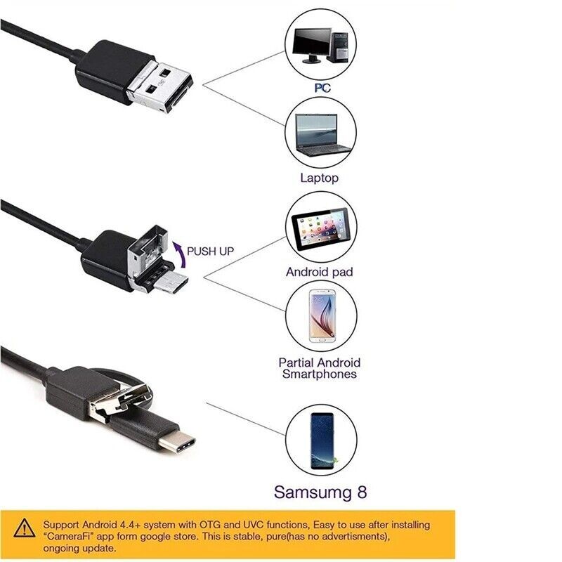 16.4FT Borescope Endoscope Camera 7mm USB Type-C Camera For Phone Waterproof