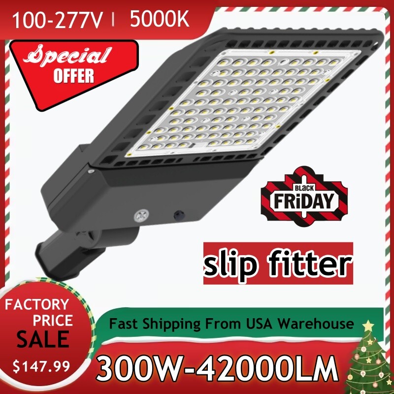 277V LED Parking Lot Lightings 300W Slip Fitter 5500K Commercial Outdoor Lights
