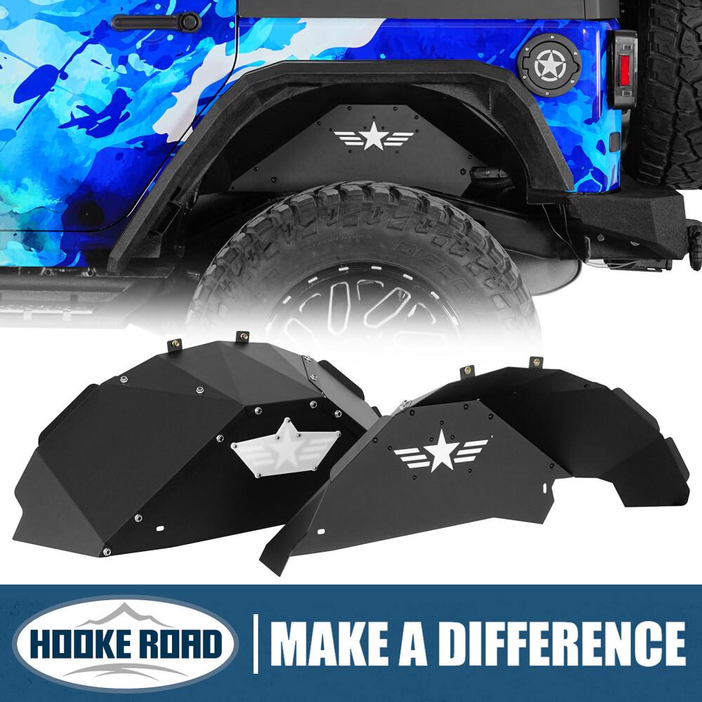 For 2007-2018 Jeep Wrangler JK 2x Rear Inner Fender Liners w/ Star Right & Left