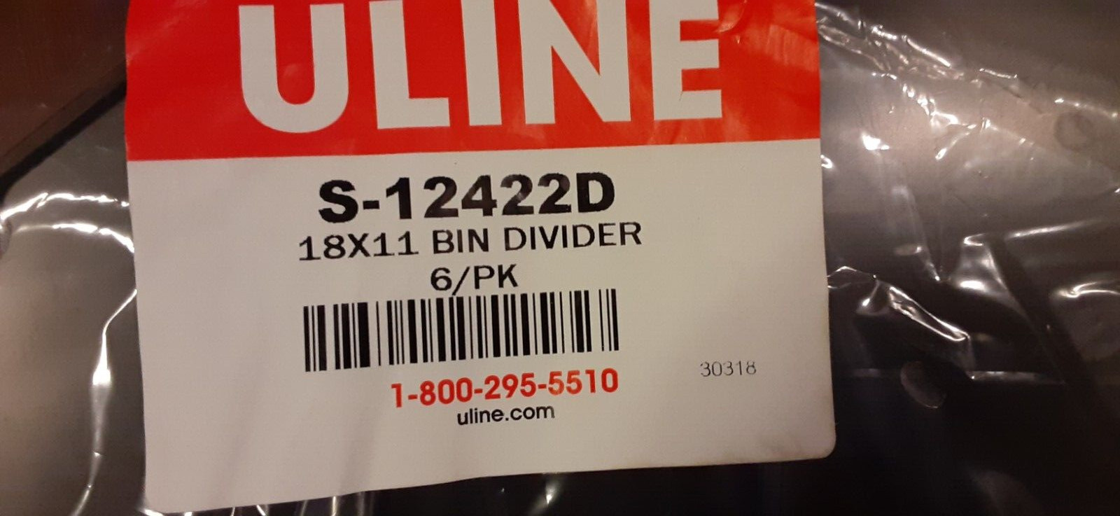 Uline 18" x 11"Length  Divider for Stackable Bins/Black (9/pk) S-12422D