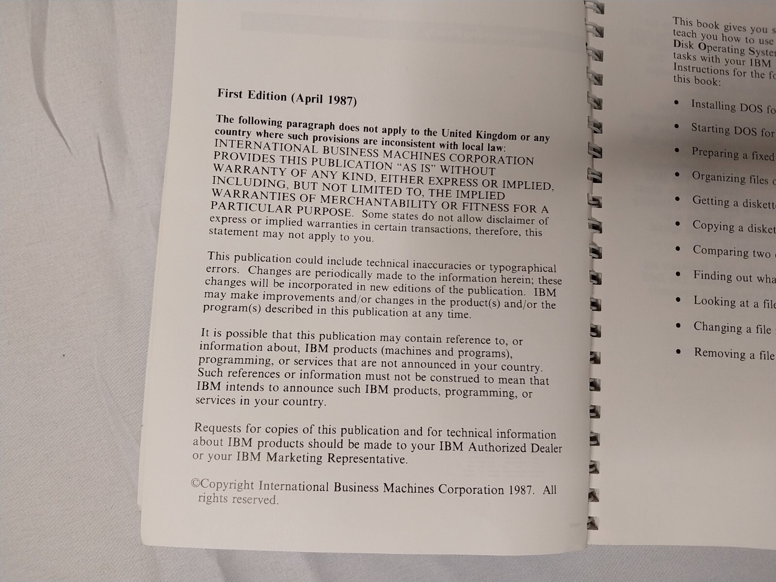 IBM Disk Operating System Version 3.30 User's Guide Spiralbound 80X0933 MS-DOS