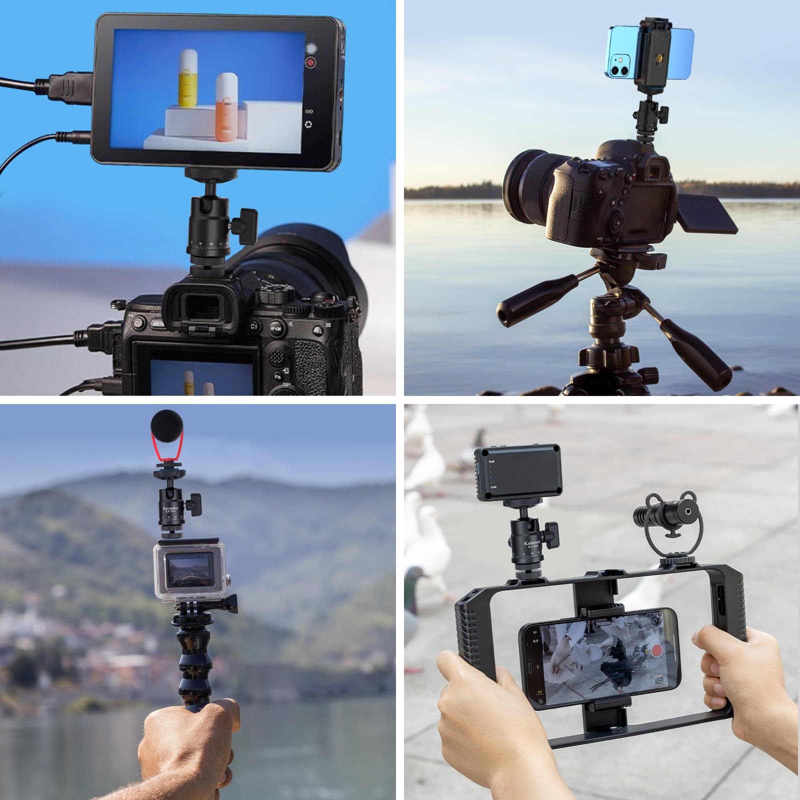 Mini Ball Head, rubesee Panoramic Camera Tripod Head with 1/4" Screw black