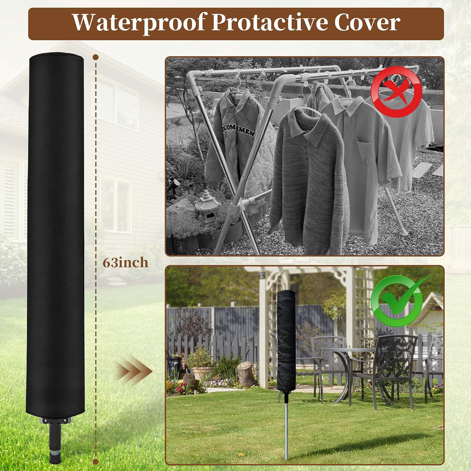 Rotary Clothesline Outdoor Umbrella Drying Rack | Adjustable Height Retractable