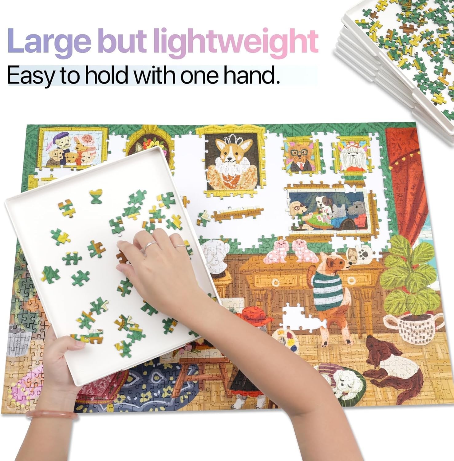9-Pack Puzzle Sorting Trays with Lid That Doubles as a Puzzle Box Stand – 11"...