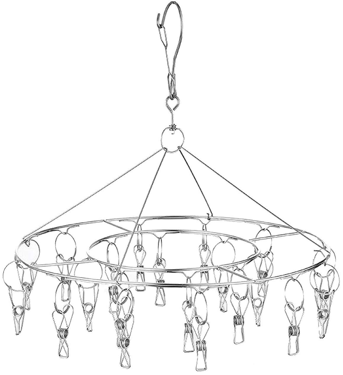 CenYouful Stainless Steel Round Hanging Drying Rack with 20 Clips for Drying ...