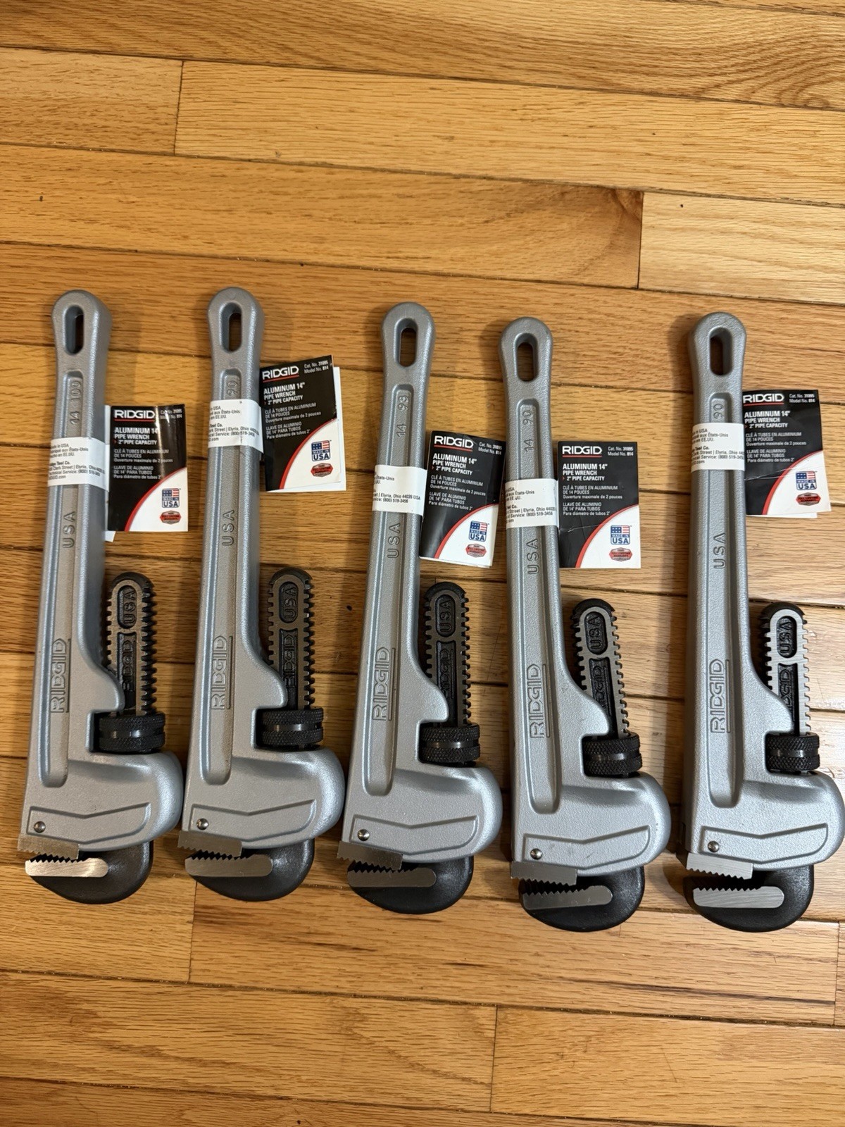 5 RIDGID 14” ALUMINUM PIPE WRENCH