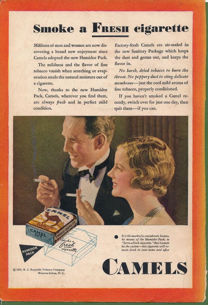 Magazine Ad - 1931 - Camel Cigarettes - Smoke a Fresh cigarette