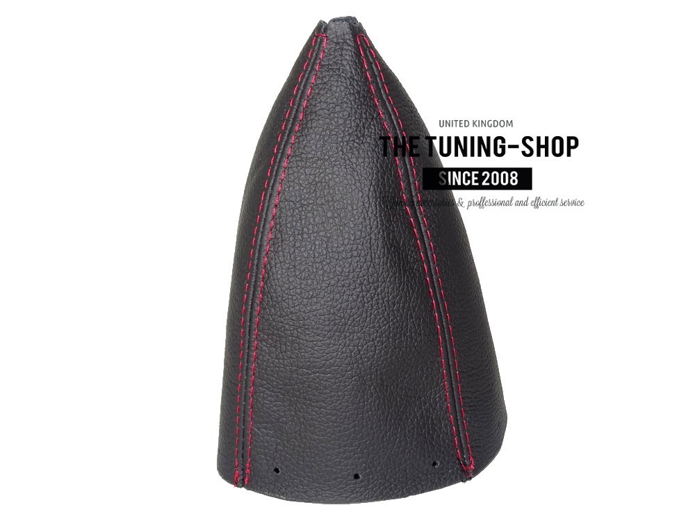 Shift Boot For Nissan Pixo 2009-15 Leather Red Stitching