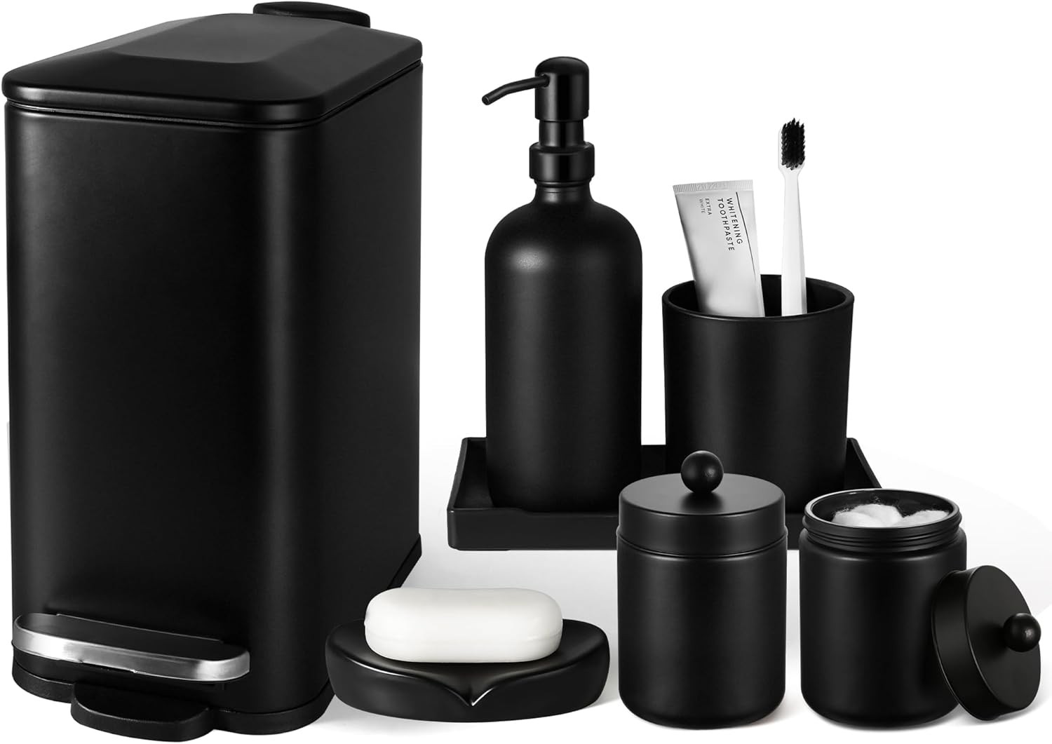 Bathroom Accessory Set Soap Dispenser Toothbrush Holder Storage Tray