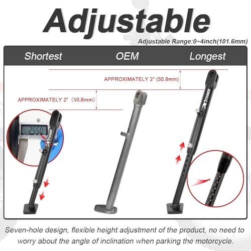 0-4'' Adjustable Kickstand Fit for CRF300L CRF250L Rally CRFL300LS Black
