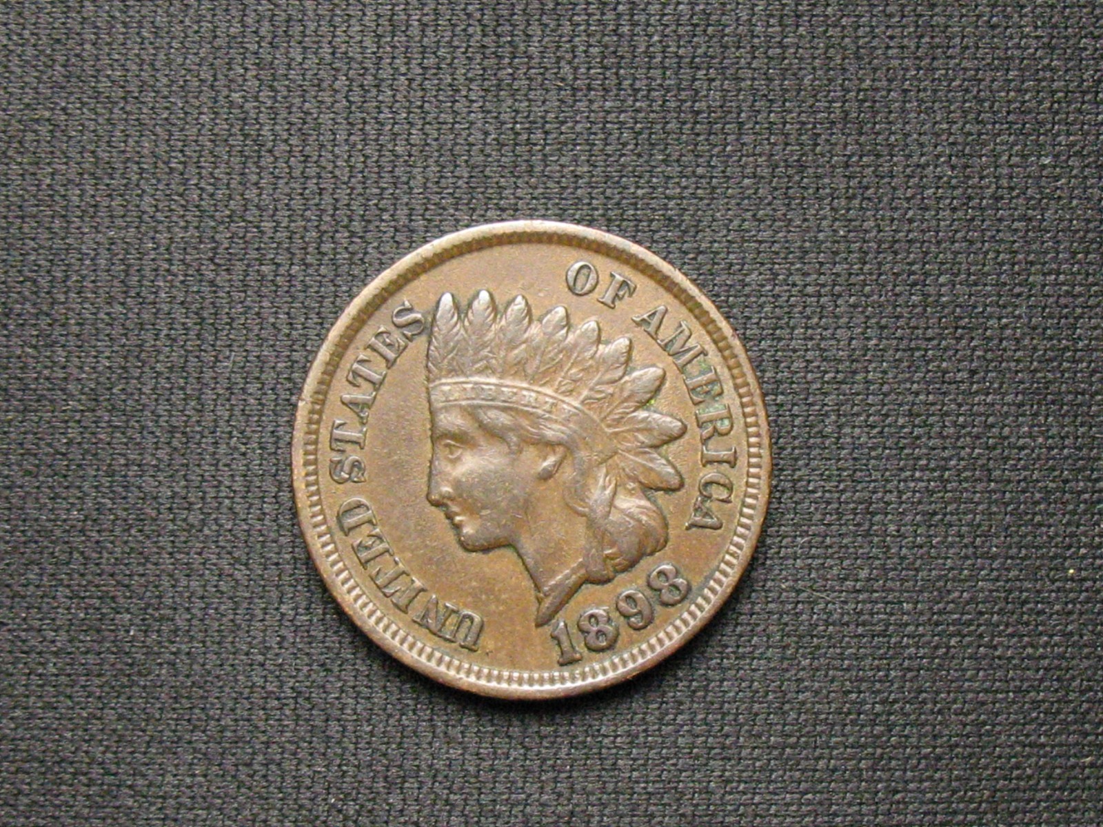 OLD COPPER COIN! AU 1898 INDIAN HEAD CENT PENNY FULL LIBERTY & DIAMONDS LOT 311