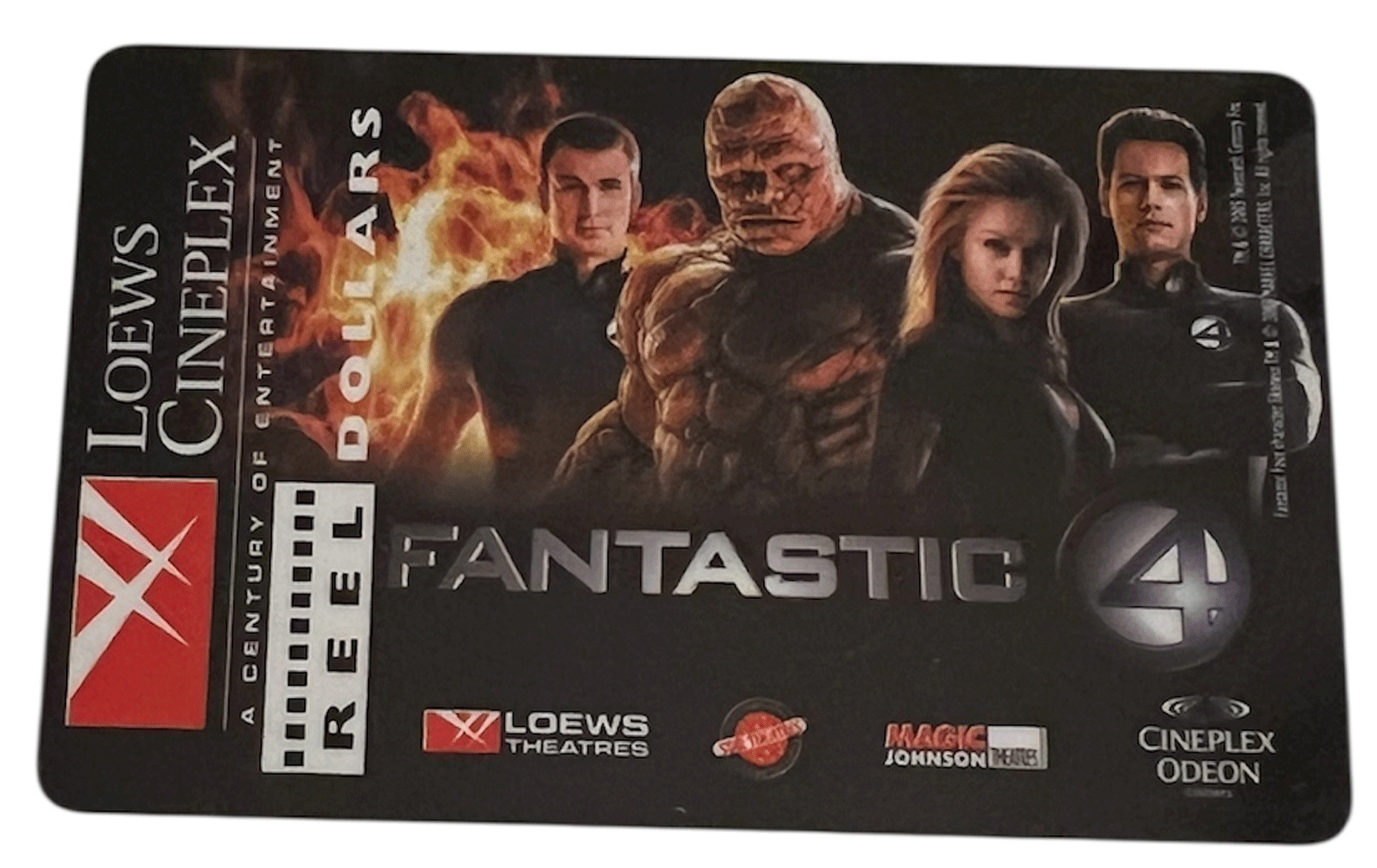 Rare Loews Cineplex collectible movie gift card, Fantastic 4