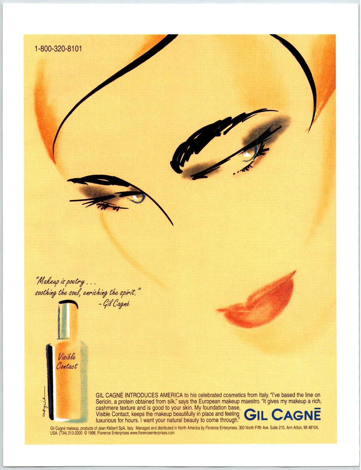 GIL CAGNE COSMETICS 8.5" X 11" Magazine Ad M17