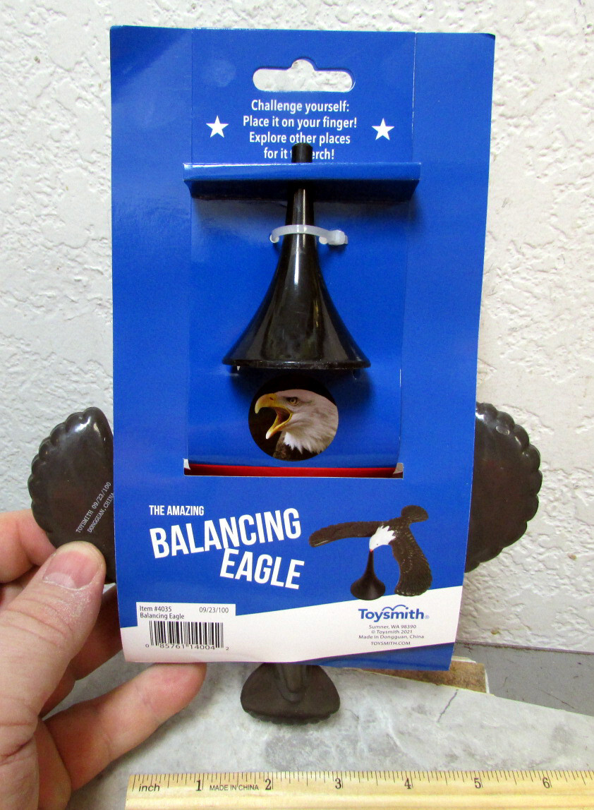 Novelty toy Balancing Eagle with stand, will spin on its stand, Eagle is 7 x 4.5
