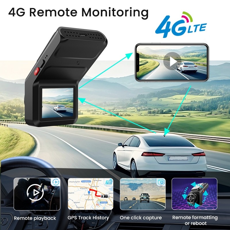 New SIM Car Dash Camera 4G 4K Dashcam WIFI GPS Tracking Live-View Remote Monitor