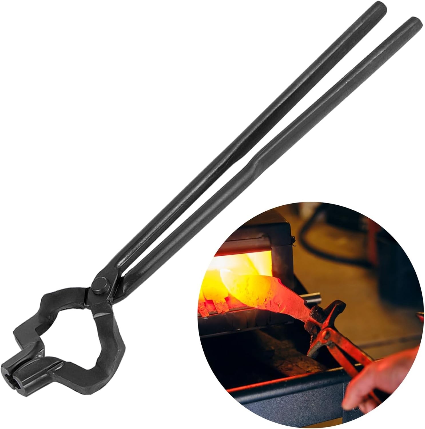Steel 16inch Z- V-Bit Style Tongs Z-Jaw Offset Tongs For Blacksmith Knife Making