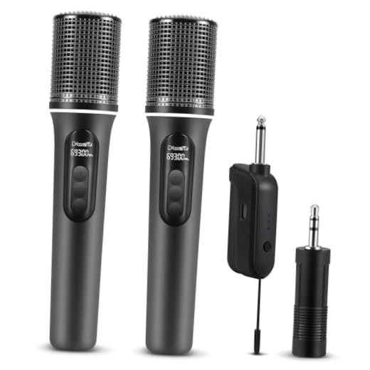Wireless Microphones, 5-level Volume Adjustment, Dual Handheld Dynamic Mic