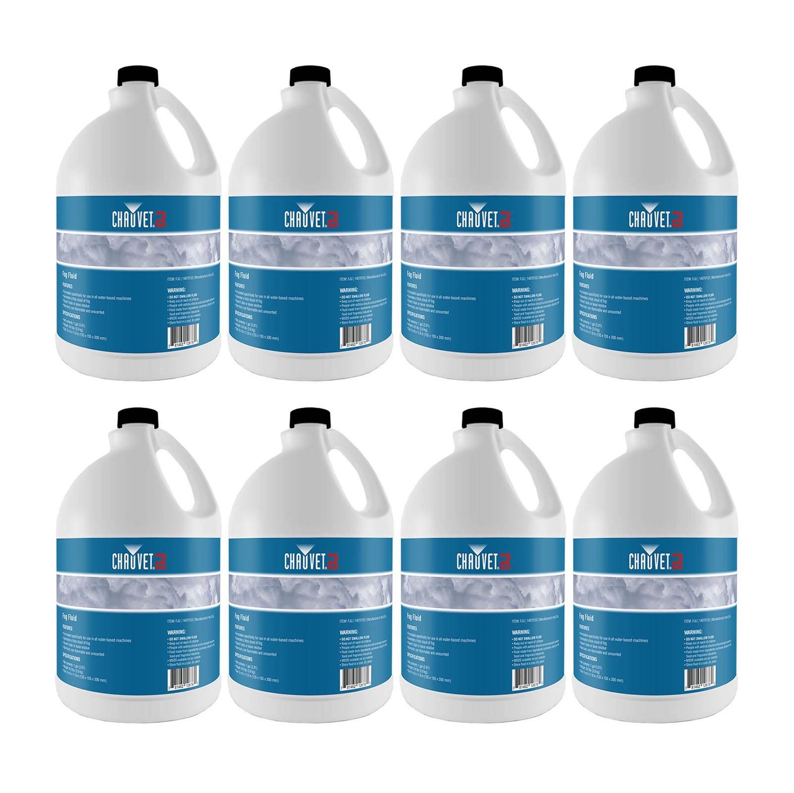 Chauvet DJ 1 Gallon of Fog Smoke Juice Fluid for Fog Machines (8 Pack) | 8 x FJU