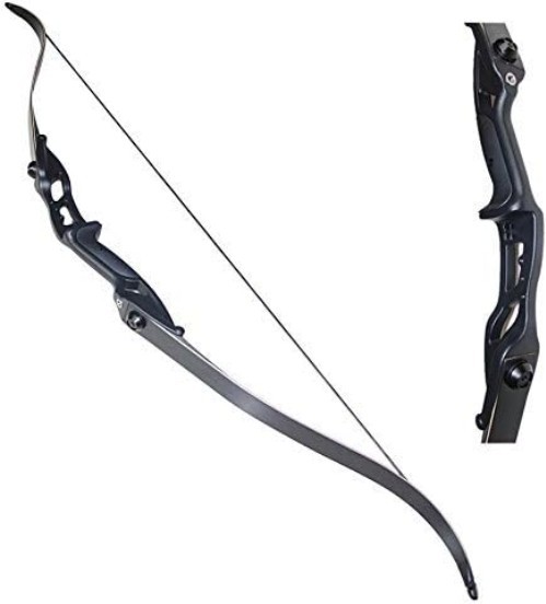 56" Right-Hand Black Recurve Bow - Durability & Performance for Hunters