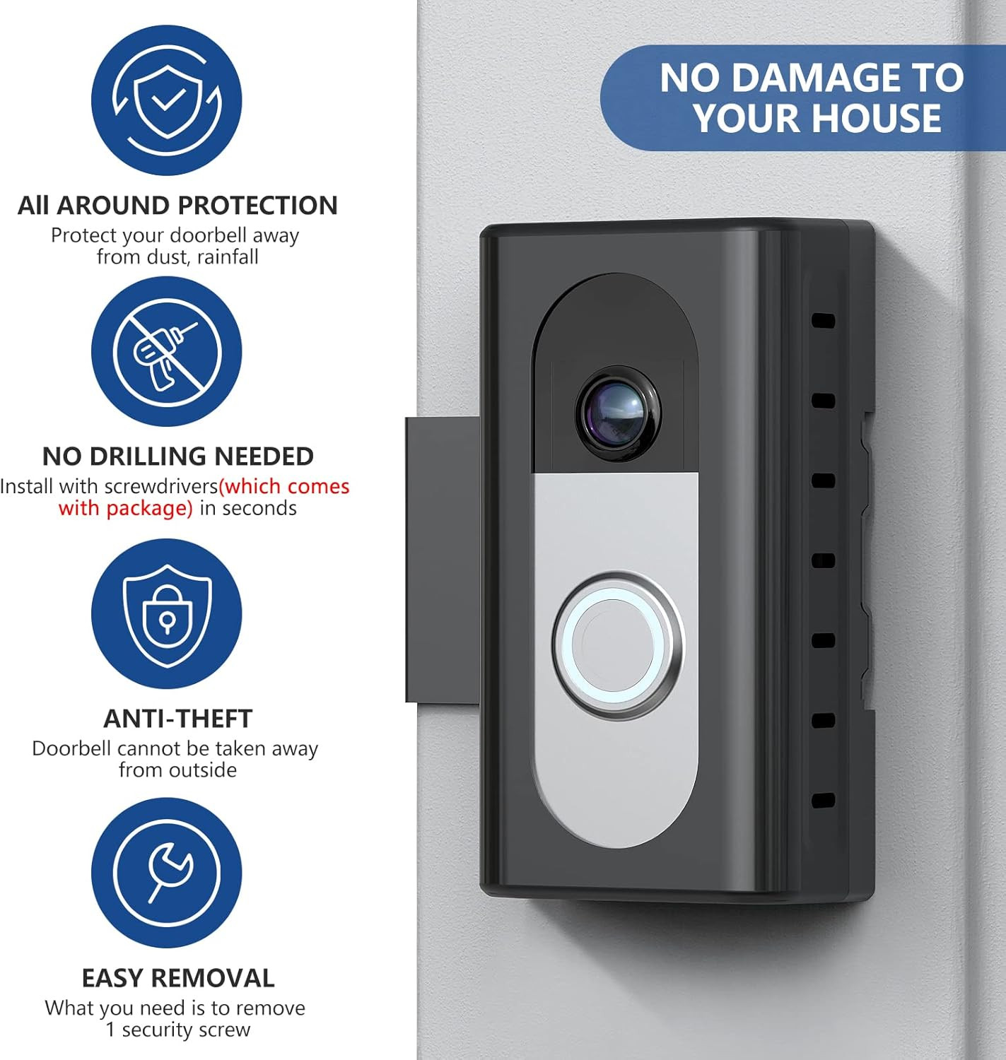 KIMILAR Anti-Theft Video Doorbell Mount Compatible with Ring/Blink Wireless Vide