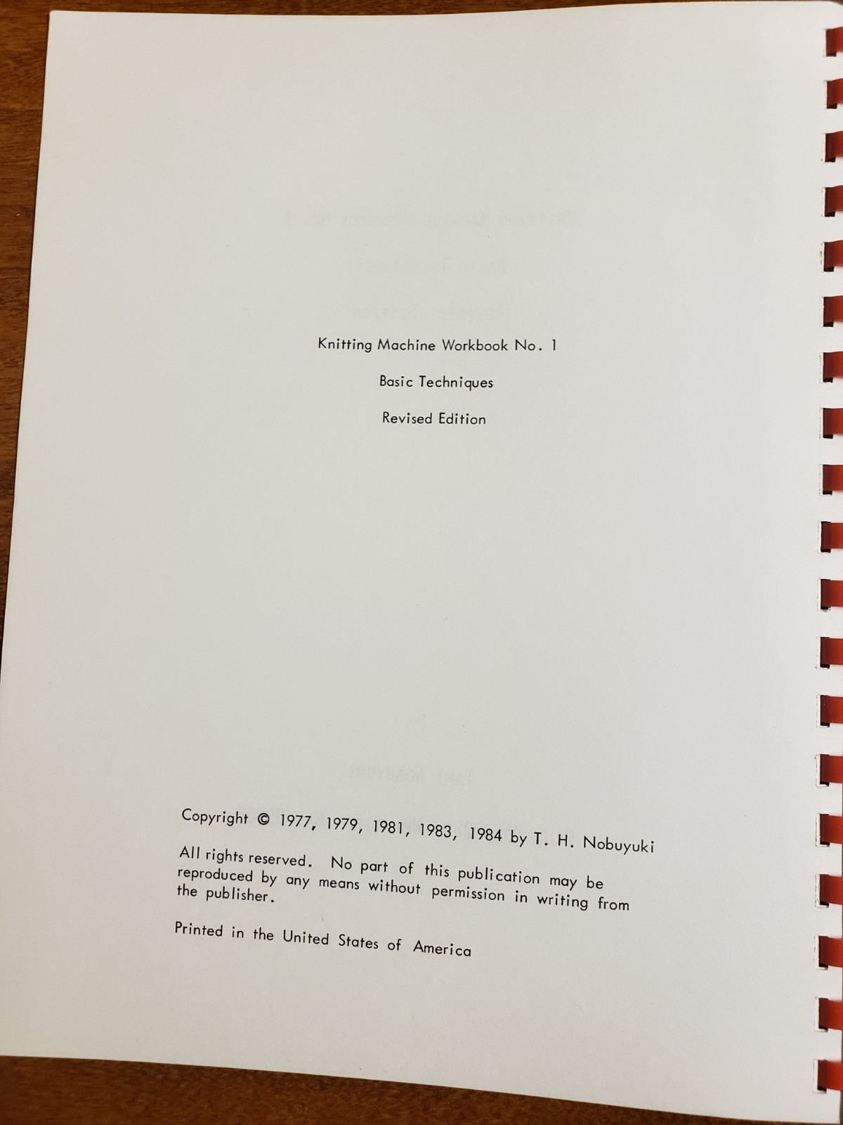 Knitting Machine Workbook No.1 Basic Techniques (Revised) Tami Nobuyuri 1984