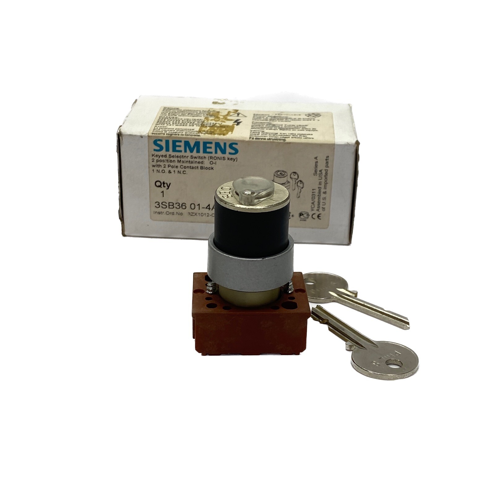 NIB Siemens 2 Position Keyed Selector Switch 3SB3601 01-4AD11