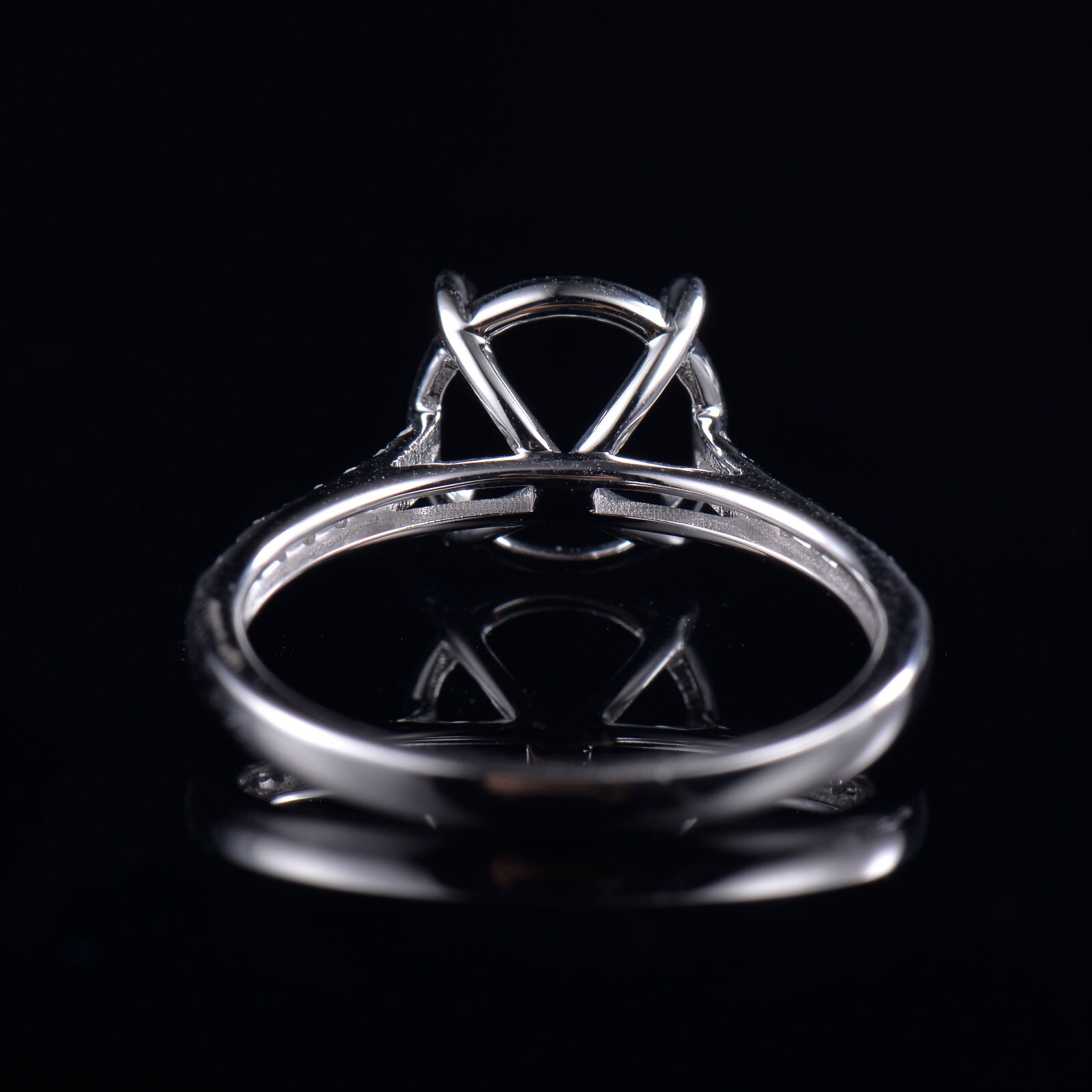 Natural Diamond Semi Mount Ring Setting Round 9.0mm Solid 14K White Gold