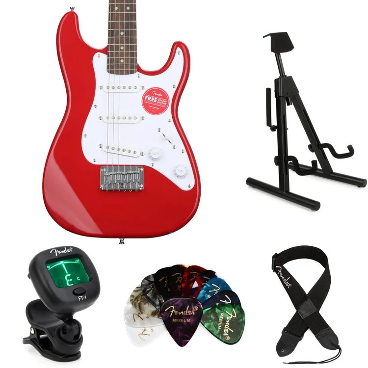 Squier Mini Strat Essentials Bundle - Dakota Red with Indian Laurel Fingerboard