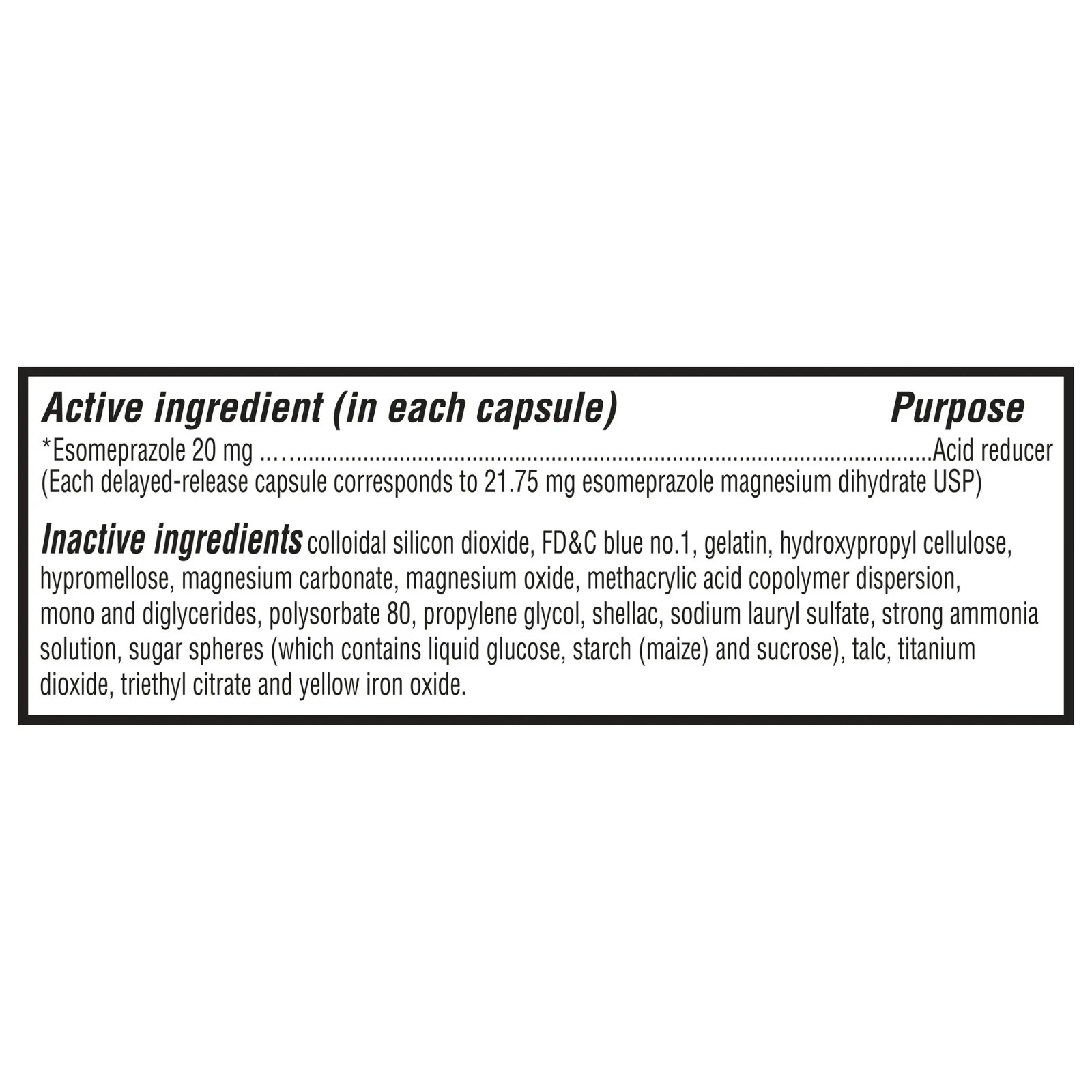 Equate Esomeprazole Magnesium 20 mg Acid Reducer Delayed-Release Capsules, 42 Ct