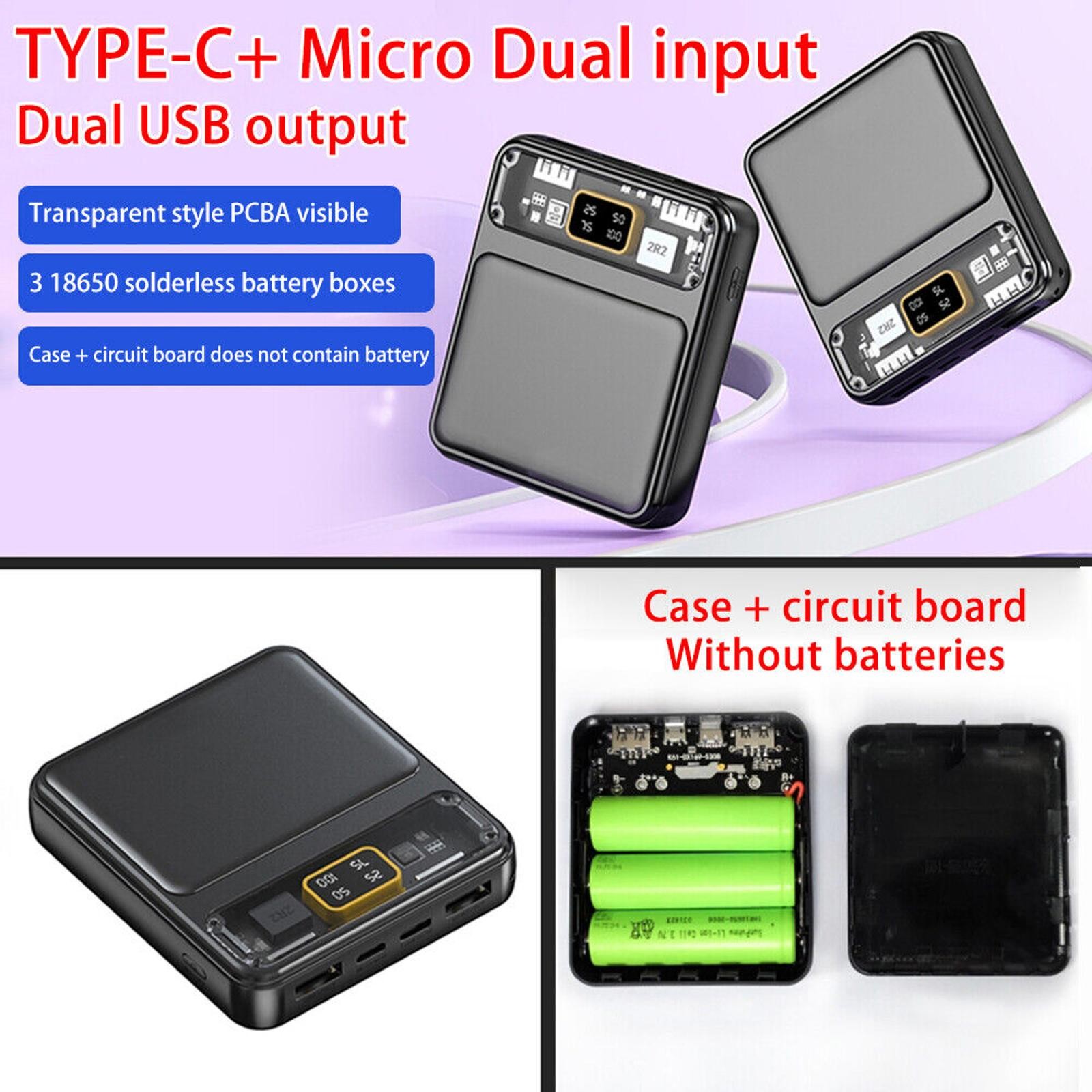 3x18650 Battery Charger Box Power Bank Holder DIY Shell Case Dual USB Shell