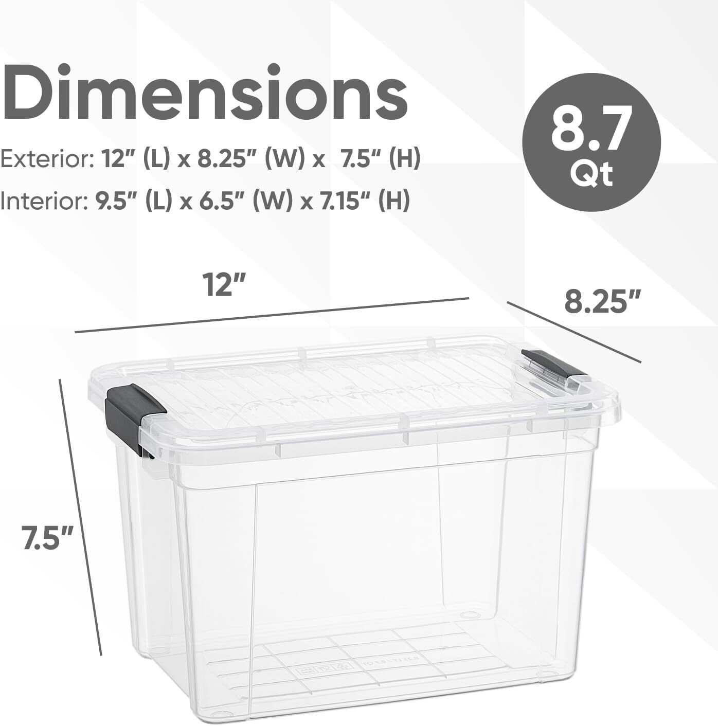 Superio Clear Storage Bins with Lids, 6 Pack- Plastic Storage Boxes - 8.7 Quart