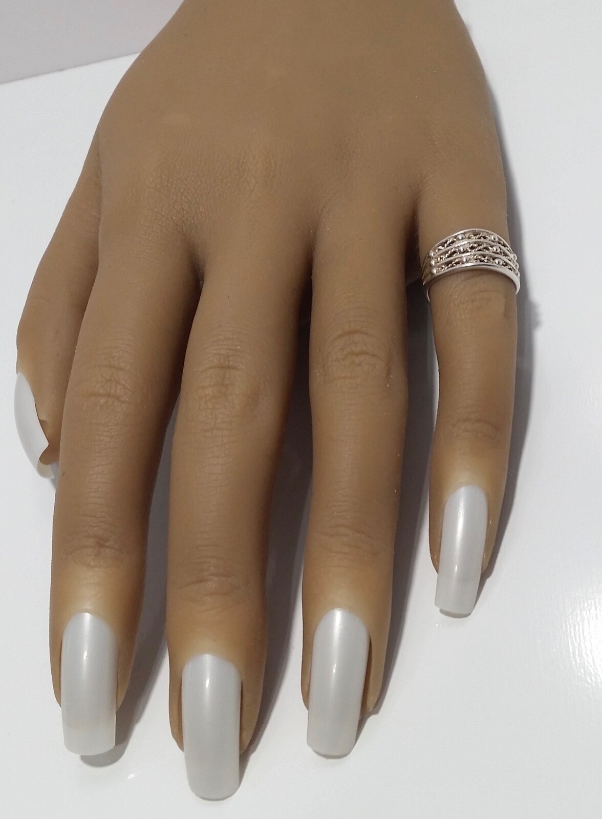 Sterling Silver 925 Adjustable Beaded Accent Toe Ring