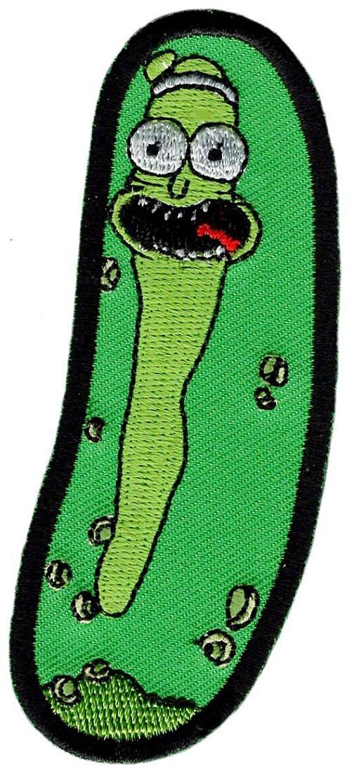 RICK AND MORTY PICKLE RICK EMBROIDERED PATCH || 2PC HOOK BACKING 3.75"x1.25"