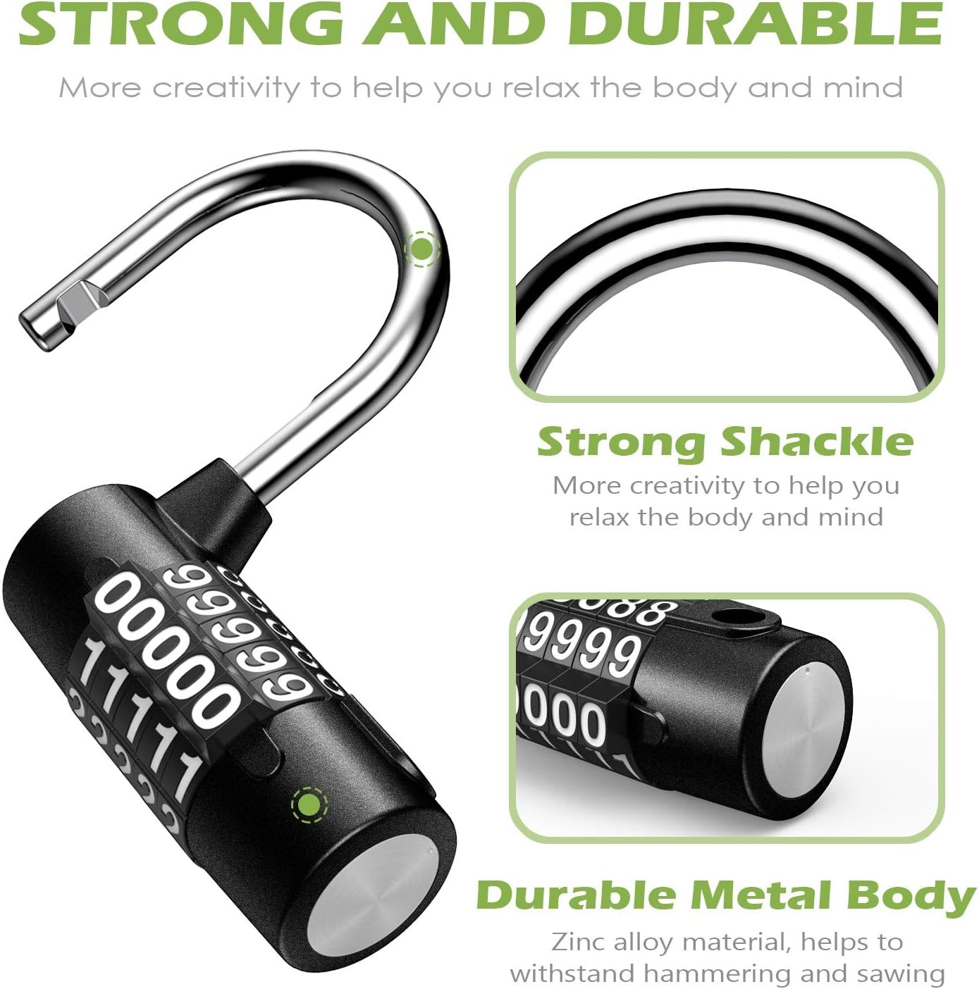 KeeKit 5 Digit Combination Lock, Re-settable Padlock, Outdoor...