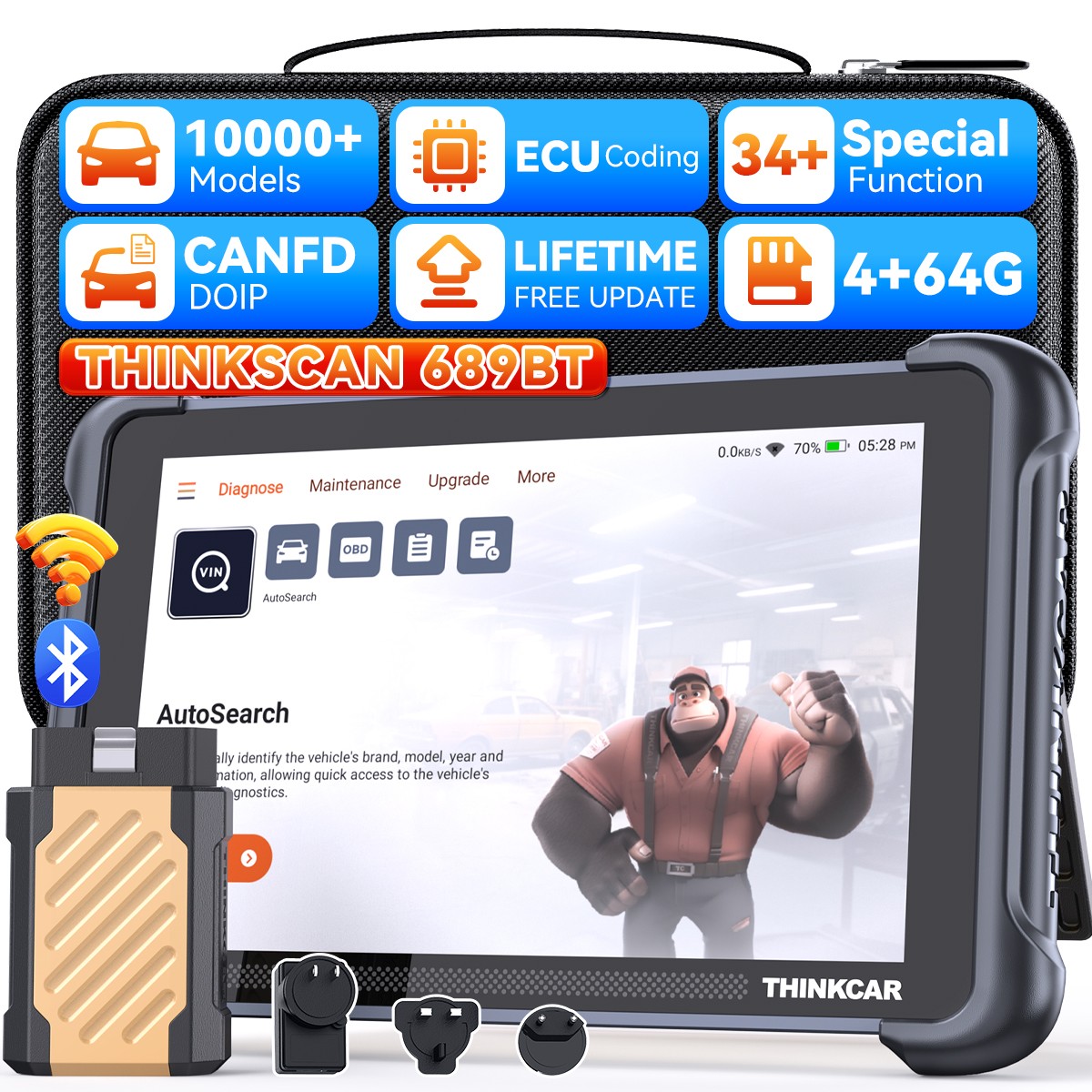 ThinkScan 689BT Life Free CANFD & DoIP IMMO TPMS 35+ Resets Full System 2026