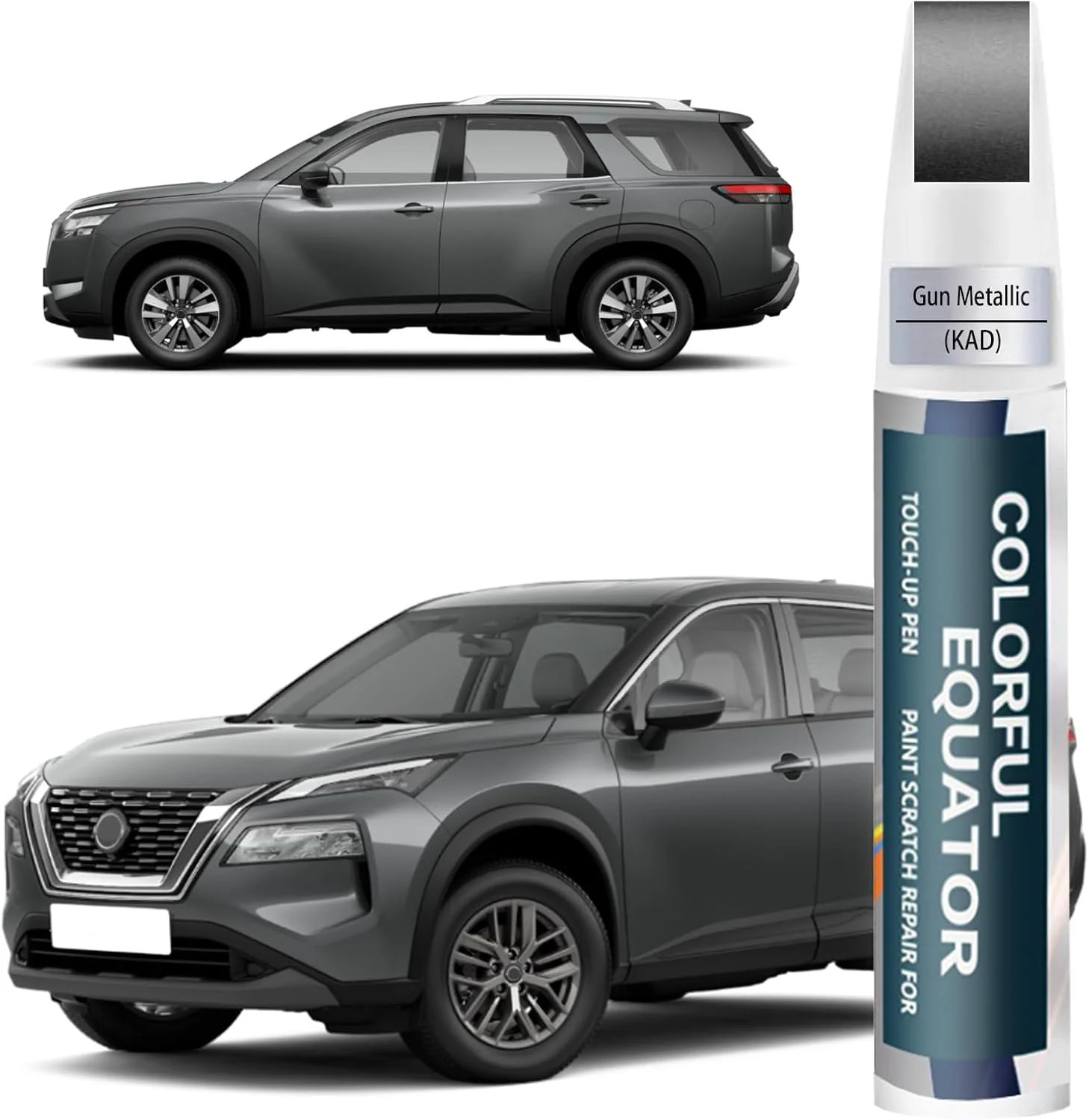 KAD Gun Metallic Touch Up Paint for Nissan, Car Paint Pen Scratch Repair Two-In-