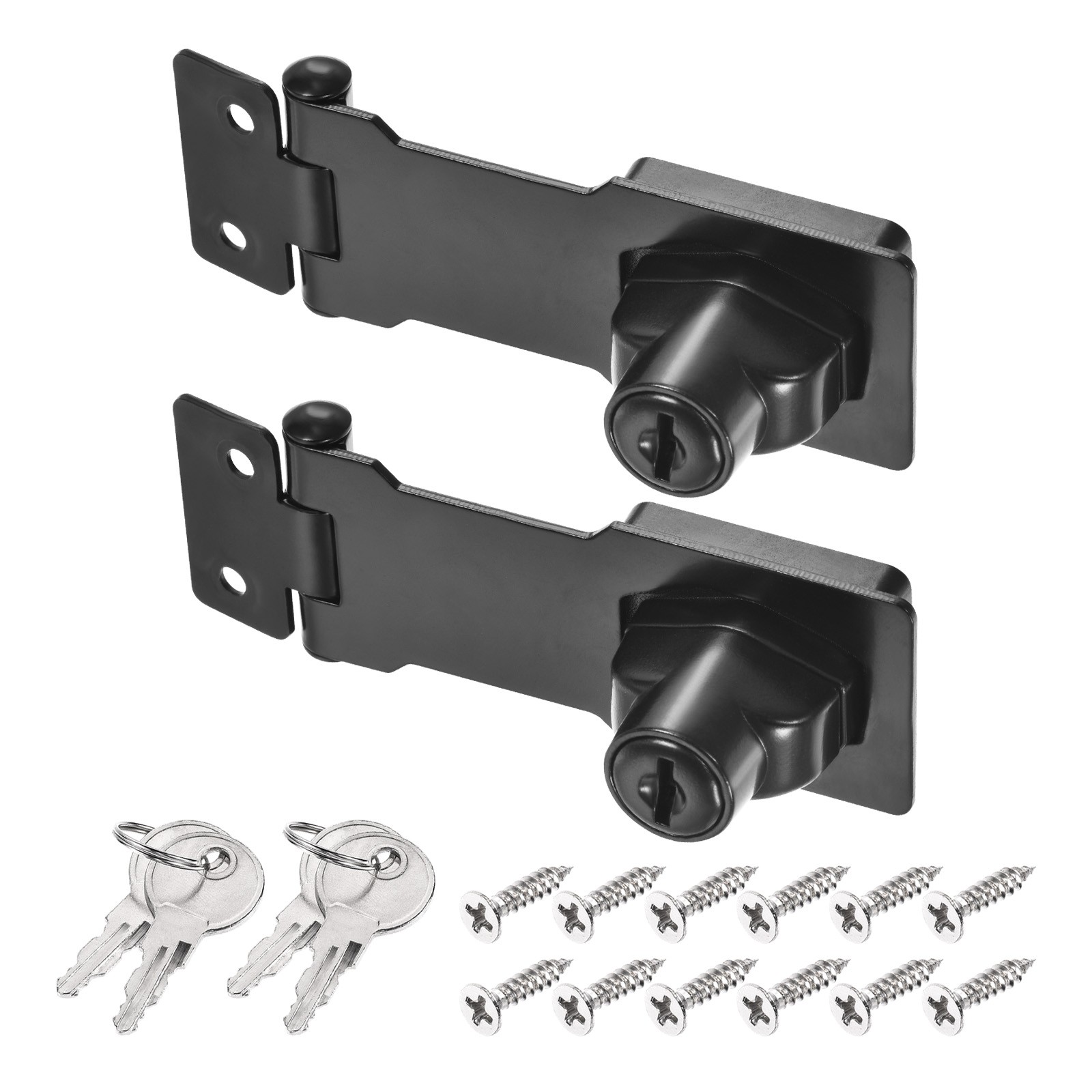 2Pcs 3Inch Keyed Hasp Locks Twist Knob Locking Keyed Different, Black