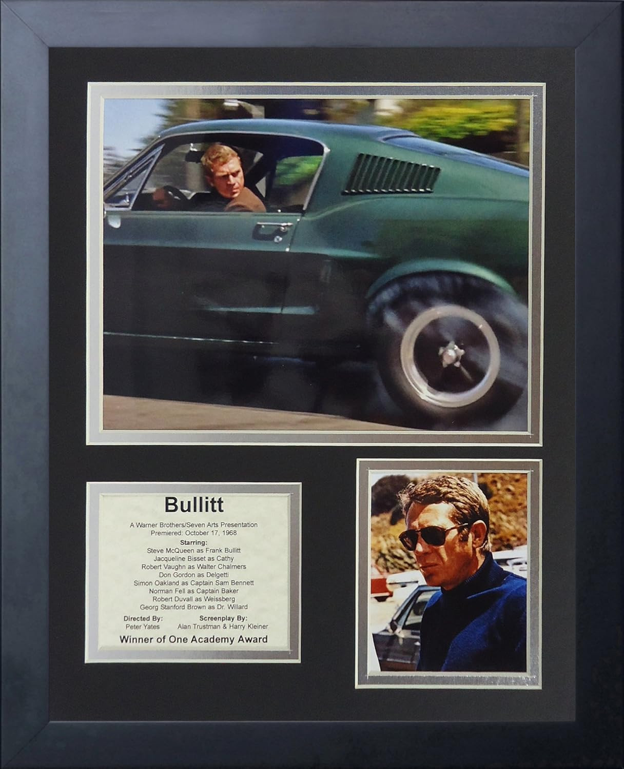 Bullitt Movie- Steve Mcqueen Collectible | Framed Photo Collage Wall Art Decor,