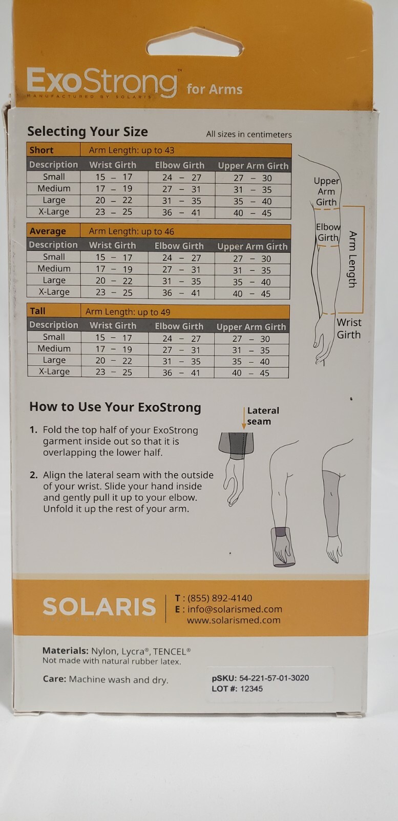 Solaris ExoStrong Gradient Compression Flat Knit Arm Sleeve Beige 20-30 mmHg