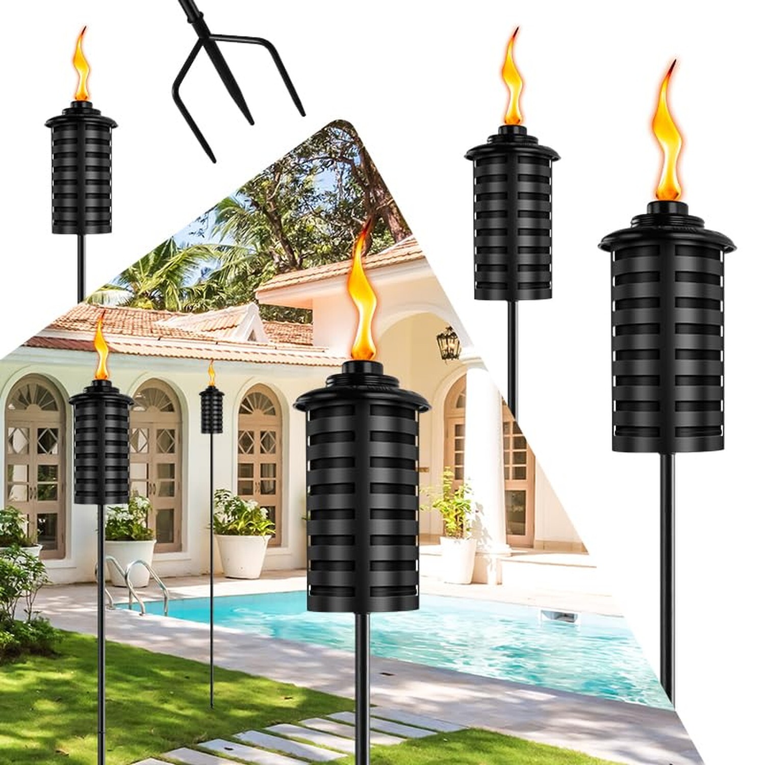 ZSZMFH 6 Pcs Metal Torch for Outside, 16 oz Outdoor Metal Torch Garden Déco