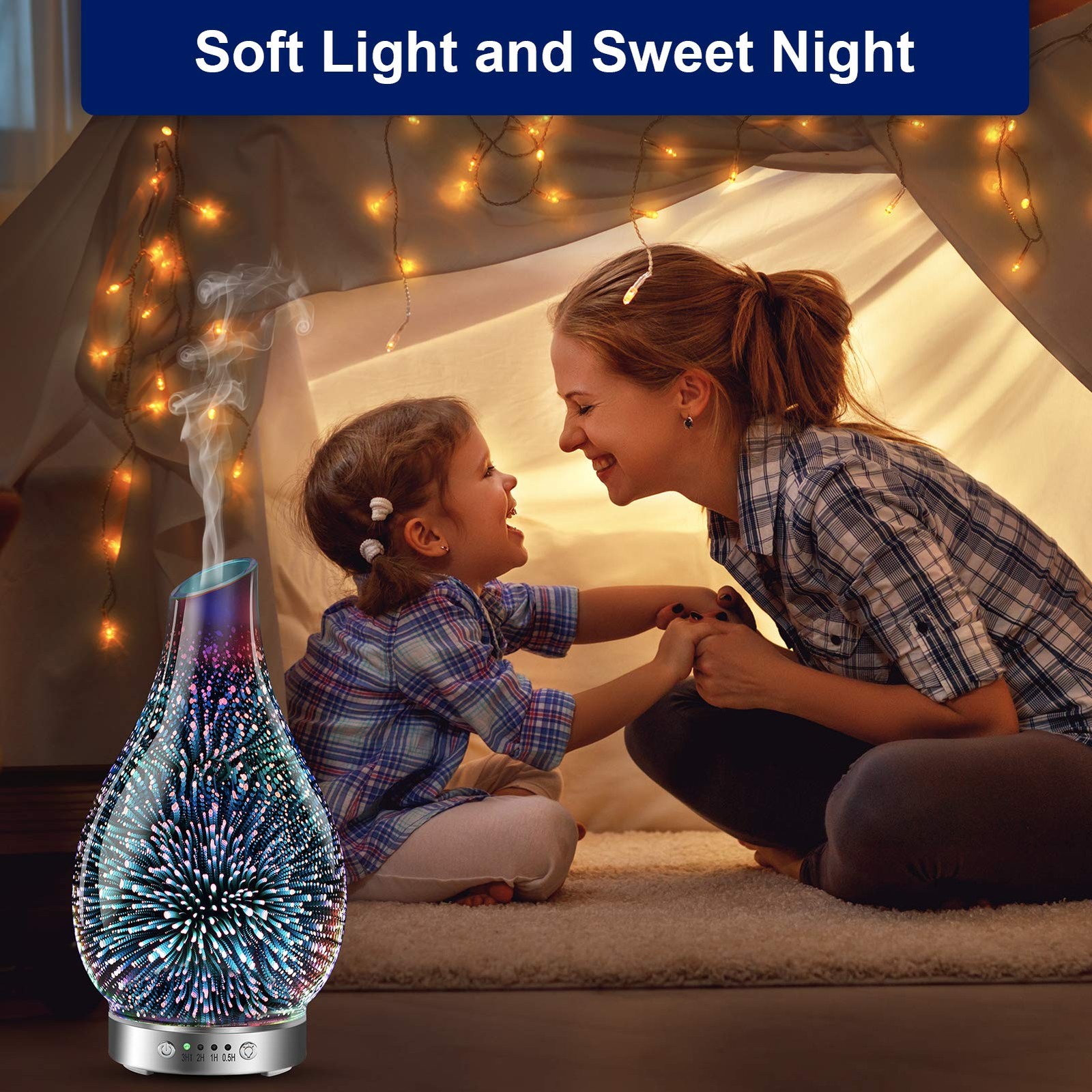 MAXWINER Essential Oil Diffusers Ultrasonic 3D Glass Aromatherapy 3d Firework