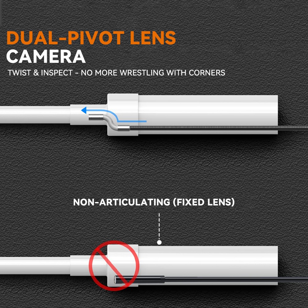 Two-Way Articulating Borescope Camera with Light Endoscope Inspection HD Camera