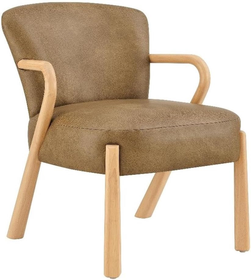 Arden Faux Leather Upholstered Accent Armchair in Toast – Mid-Century Modern Lou