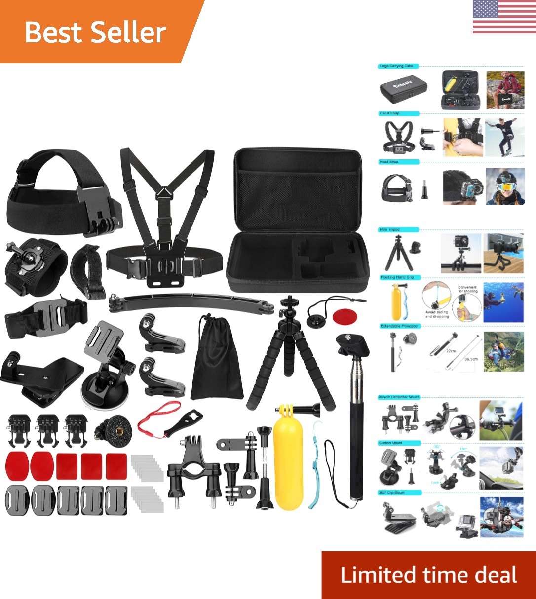 Versatile 50-in-1 Action Camera Accessory Kit for Vloggers & Outdoor Enthusiasts