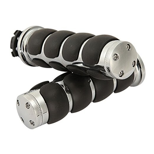 1 Pair Hand Grips Chrome Black-A