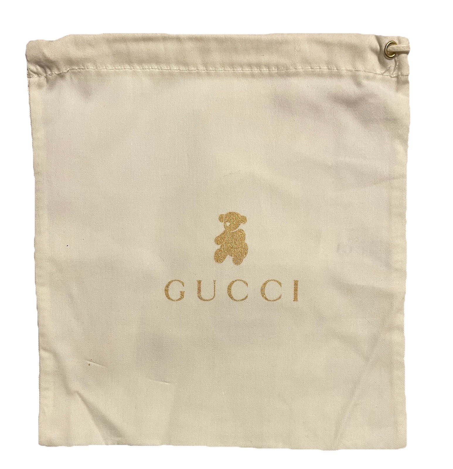 Gucci Cotton Baby Dust bag - Logo and Teddy in Gold - 7" x 7.5" - Made in Italy