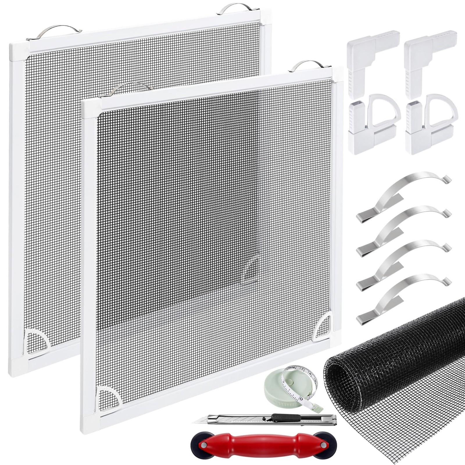 2 Sets Window Screen Frame Kit 48inX60in Fiberglass Window Screen Replacement...