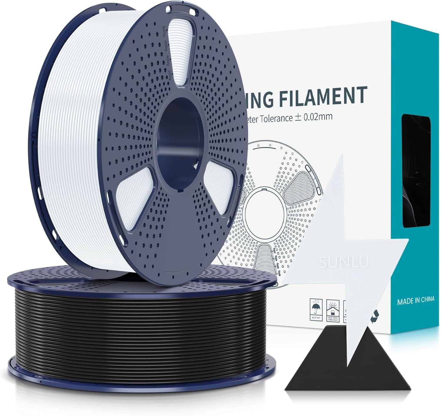 High Speed PLA Filament 1.75mm 2KG 2 Rolls Black White 3D Printer Fast Print USA