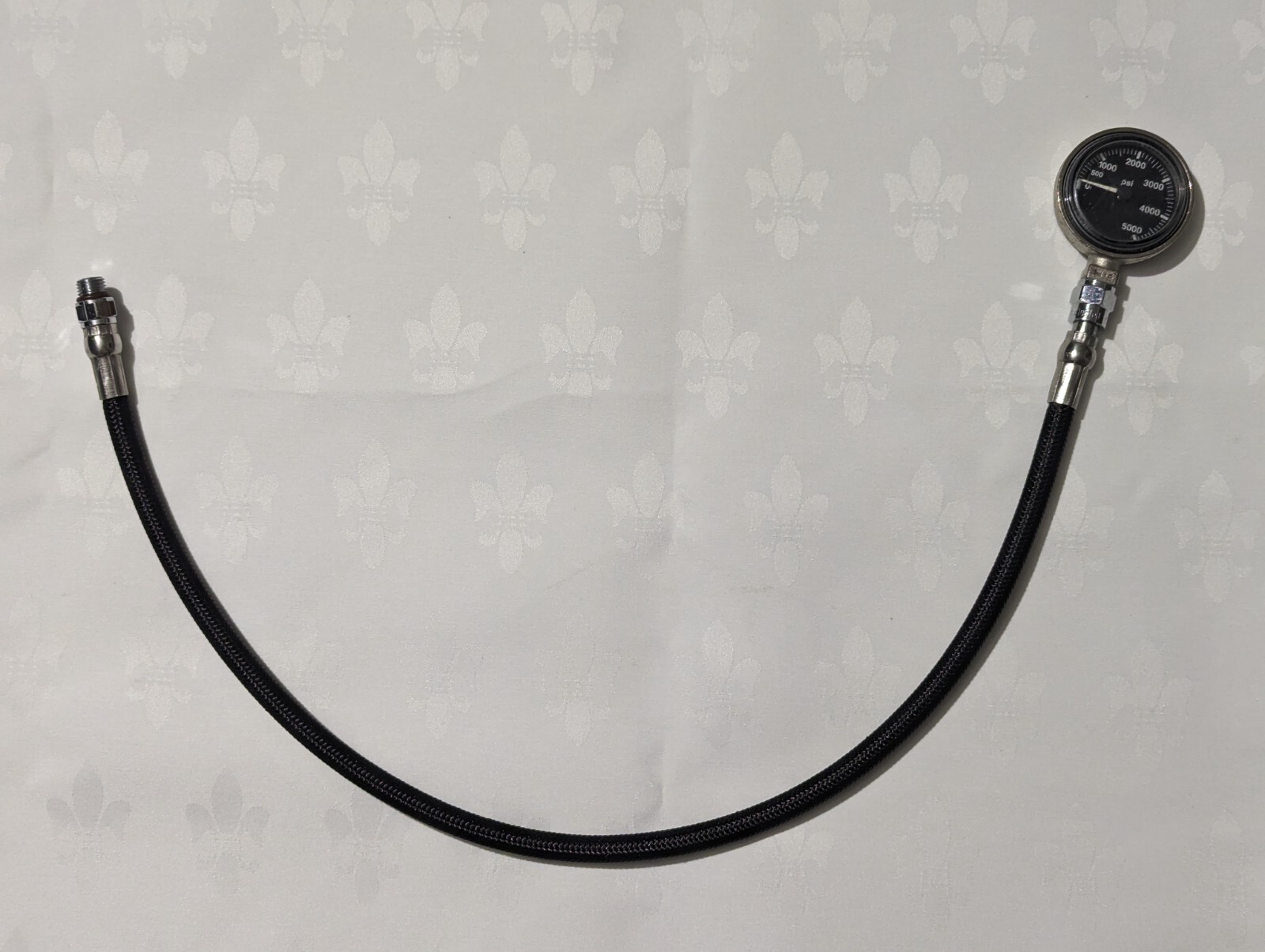 SCUBA Diving, High Pressure (HP) hose, Braided, Black, 24”, 5000 PSI gauge