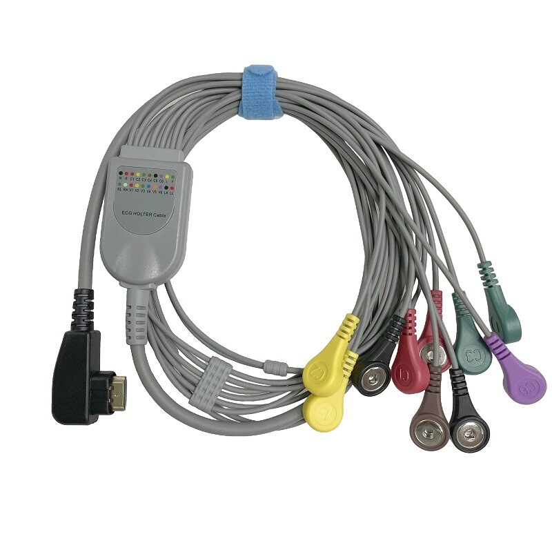 1PC New for Holter 10 Leads ECG Cable Leadwire Snap Plugs Compatible DMS300-4A